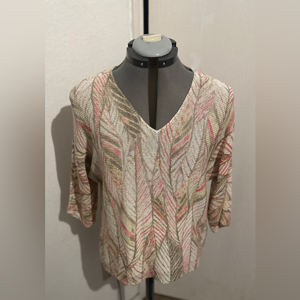 Chico’s Leaf Print Pullover Size 2 Petite (Size 12P)
